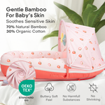 JollyBoo pink newborn lounger pillow with canopy, organic infant lounger pillow OEKO-TEX certified