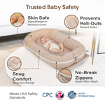 Best infant lounger and baby nest, JollyBoo beige newborn infant lounger with raised side bolsters