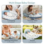JollyBoo blue elephant infant lounger for newborn lounging, tummy time, sitting playtime and travel from 0 6 12 24 months