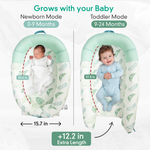 Best infant lounger for newborn to 12 months, JollyBoo green leaves baby nest pillow grows with baby