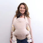 khaki houndstooth baby carrier