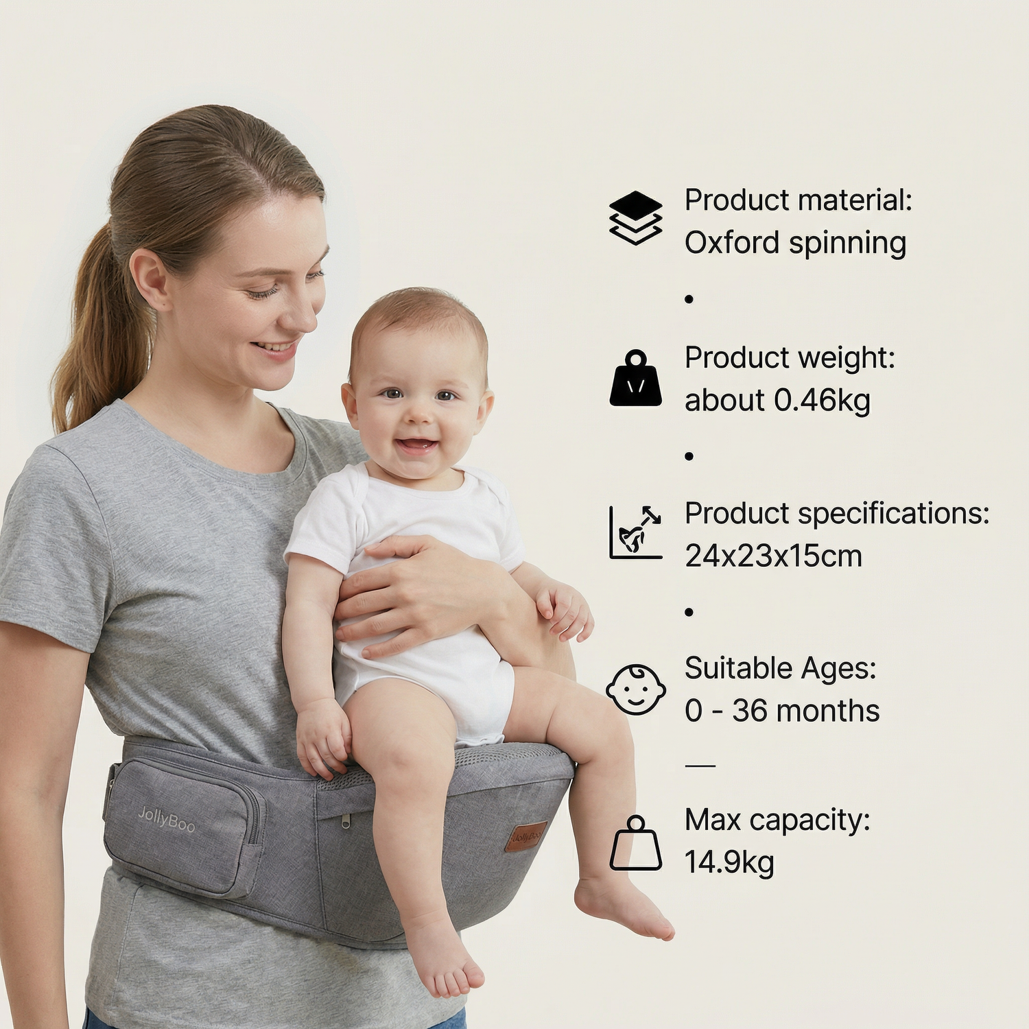 JollyBoo Hip Seat Carrier for Babies and Toddlers