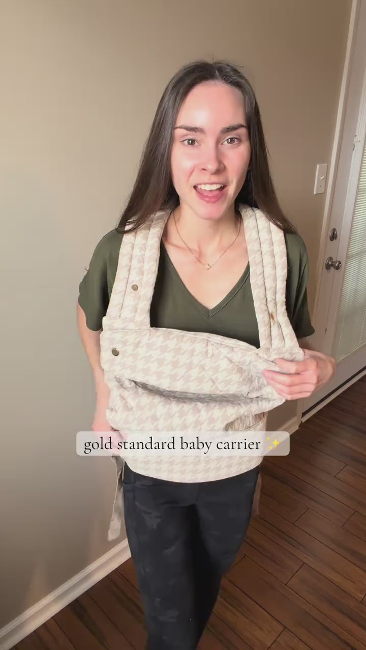 JollyBoo houndstooth khaki baby carrier product review